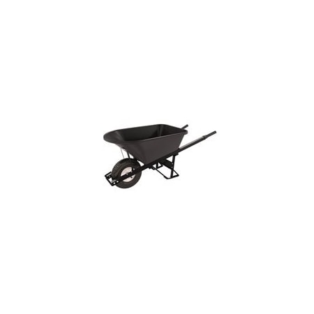 Bon Tool Barrow, Poly 5 3/4 Cubic Feet Tray, Single Knobby Tire-Stl Handle 28-906